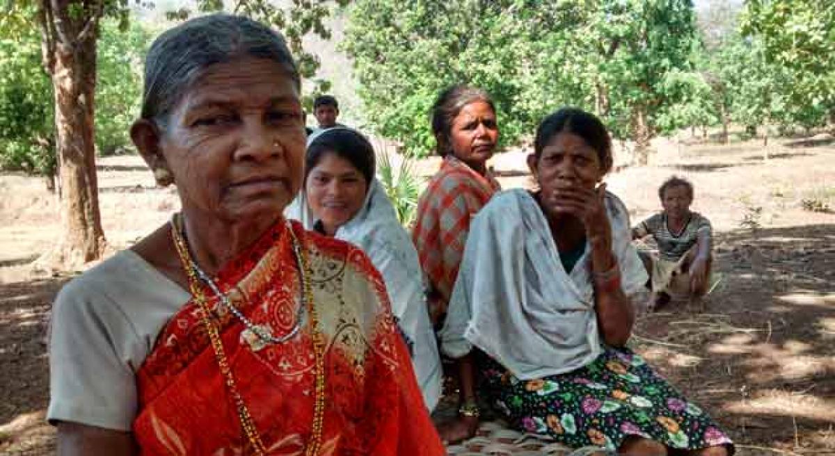 Elderly women at the village meeting