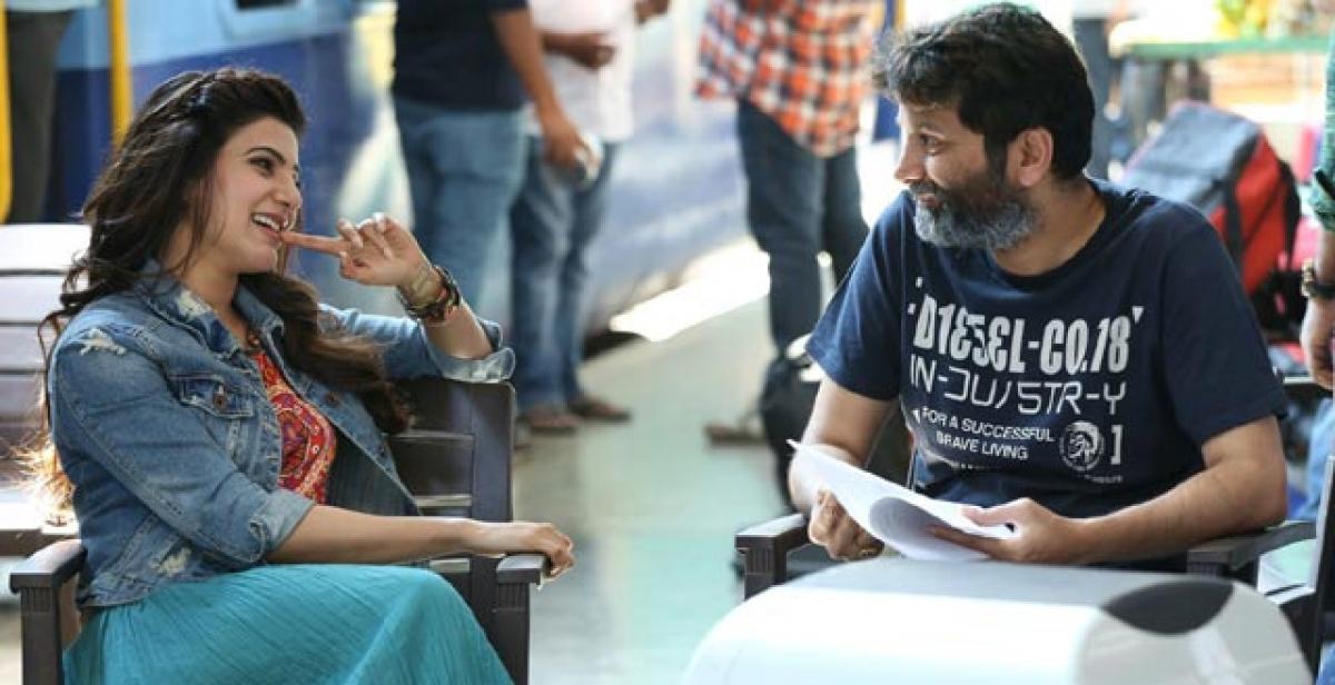 Samantha and Trivikram on the sets of 'A... Aa'