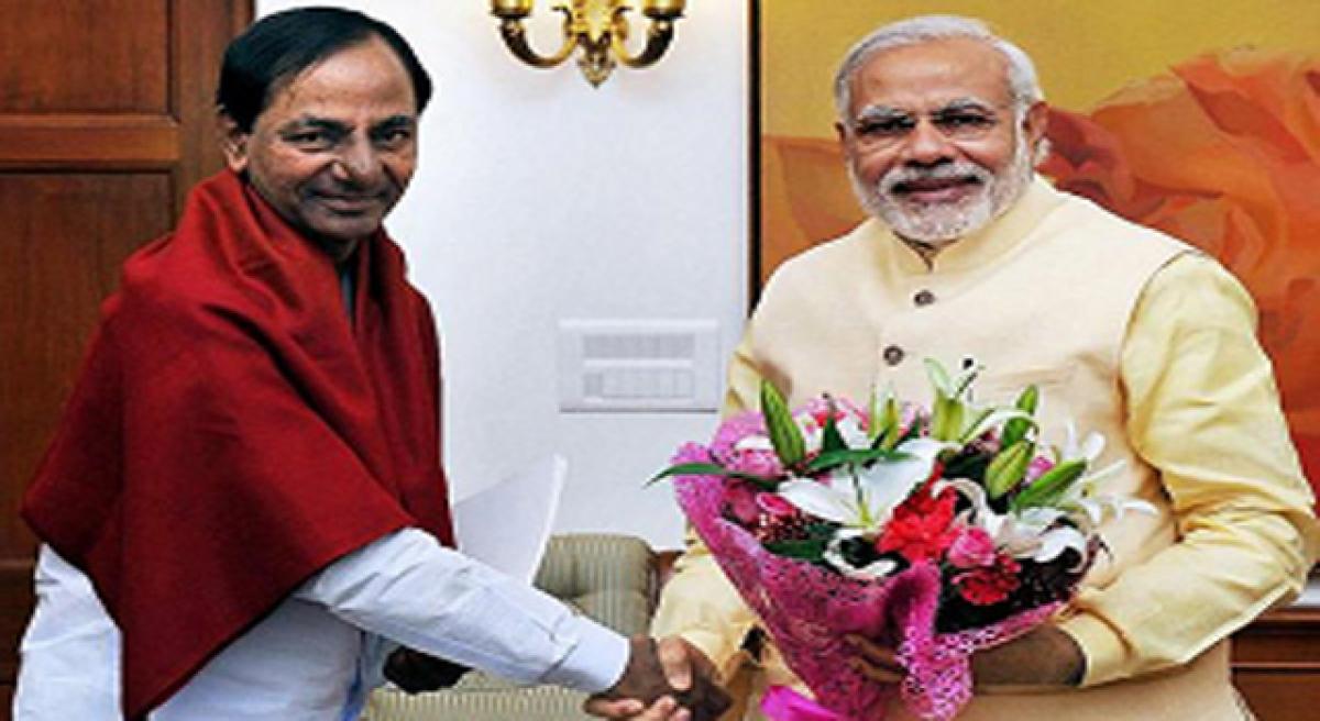 Image result for KCR with BJP Modi