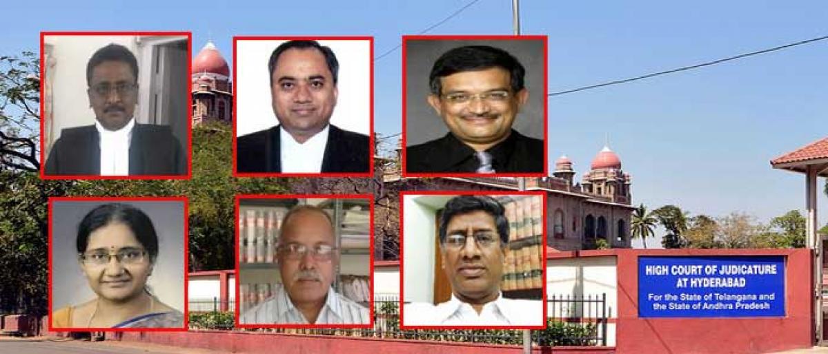 Image result for Hyderabad High Court new judges DVSS Somayajulu, Justice K. Vijayalakshmi, Justice P. Keshava Rao, Justice M. Ganga Rao, Justice Abhinand Kumar Shawli and Justice T. Amarnath Goud