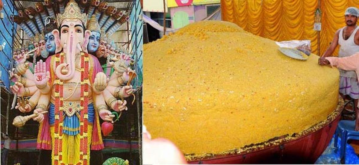 Image result for 580 kg laddu reaches for Lord Ganesha : Hyderabad