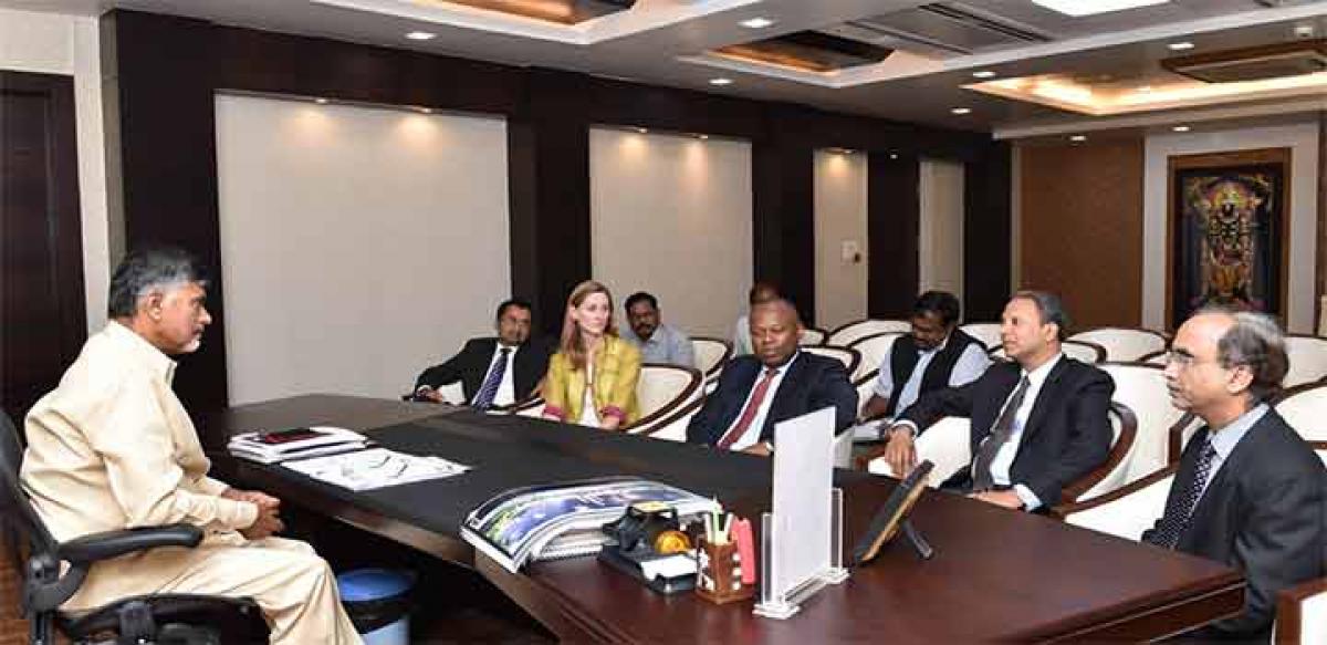 Chief Minister N Chandrababu Naidu meeting a team of  International Finance Corporation (IFC)  at his camp office in Vijayawada on Wednesday