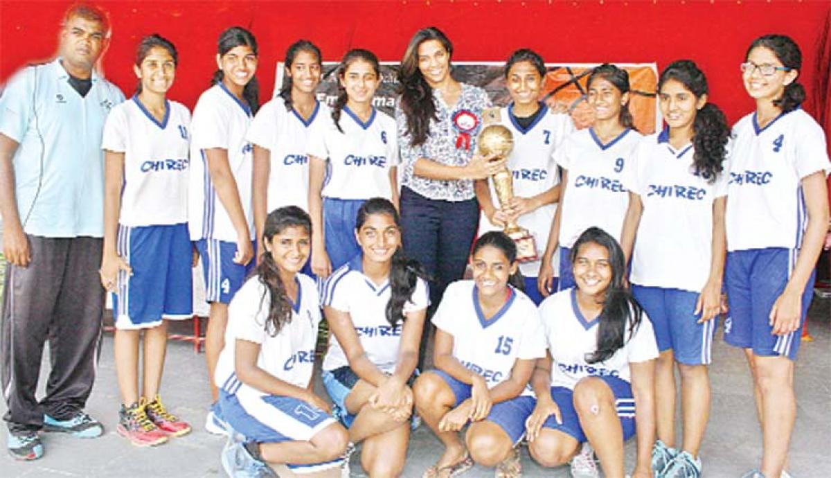 Chirec Public School team members with international player Purnima Raghavendra 