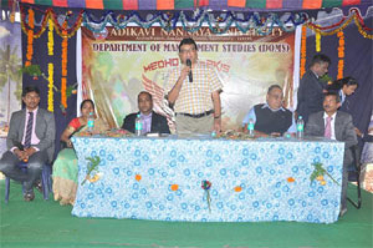 EN Dhanamjaya Rao, Incharge Vice-Chancellor, Adikavi Nannayya University inaugurating   Management Week on the premises of Nannayya University near Rajahmundry 
