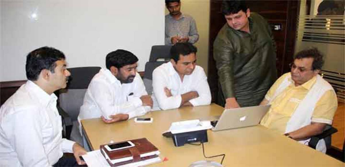  Director Subhash Ghai (extreme right) in conversation with IT Minister KTR  (second from left)