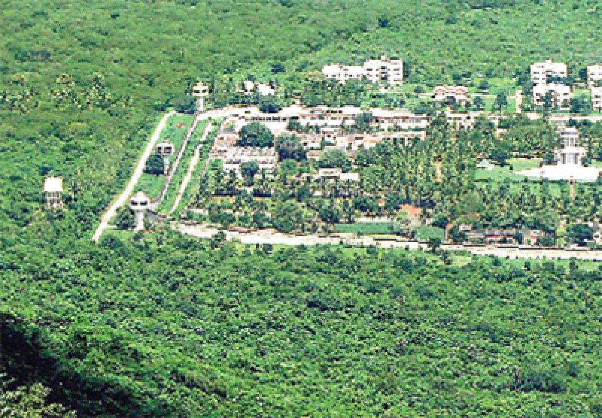 An aerial view of Central Prison in Krishnapuram near  Visakhapatnam