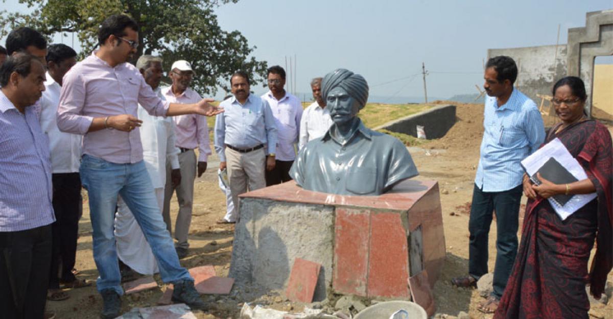 Komaram Bheem’s bust size statue being given final touches for the death anniversary event on Tuesday