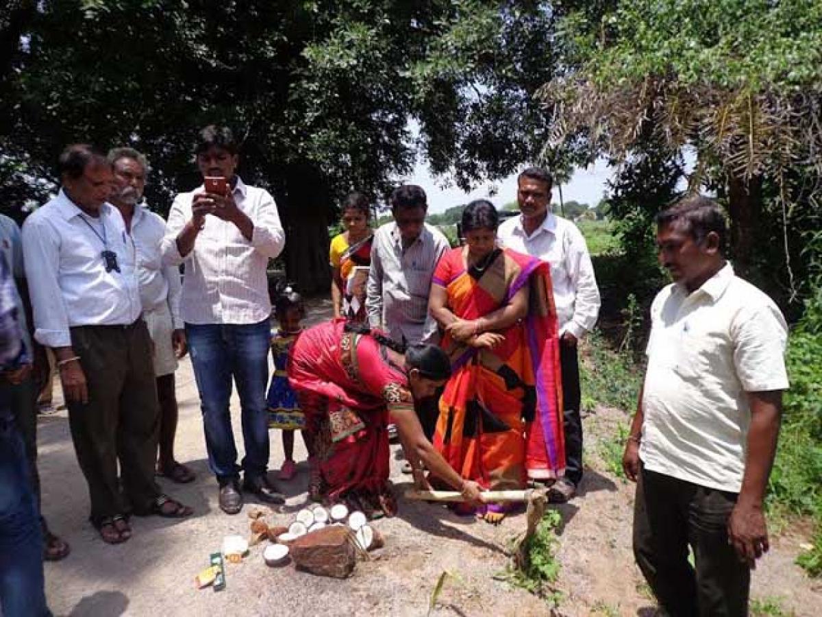 Ward members of Kannala village performing Bhoomi Puja on Monday 