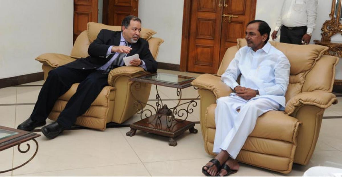 AI Rajwani, Managing Director, P&G India, interacting with TS Chief Minister K Chandrashekar Rao in Hyderabad on Friday