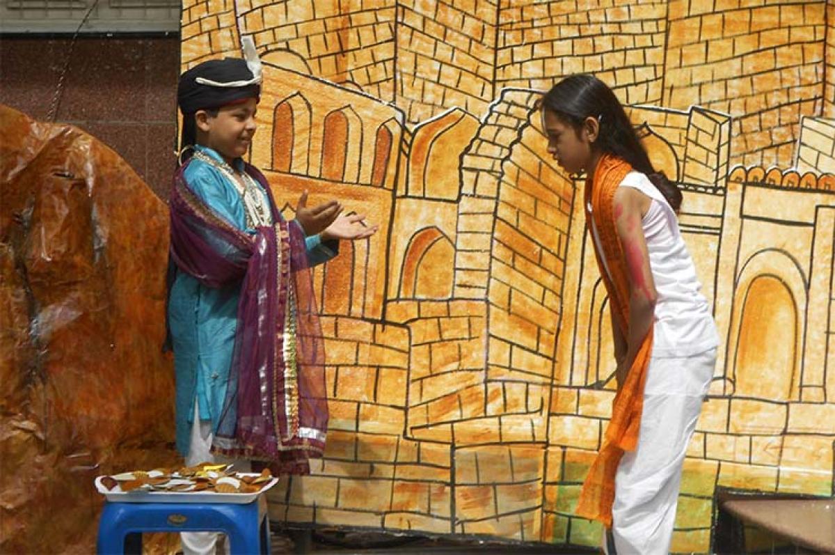 students of Sister Niveditha School performing  a skit on Bhakta Ramadasa