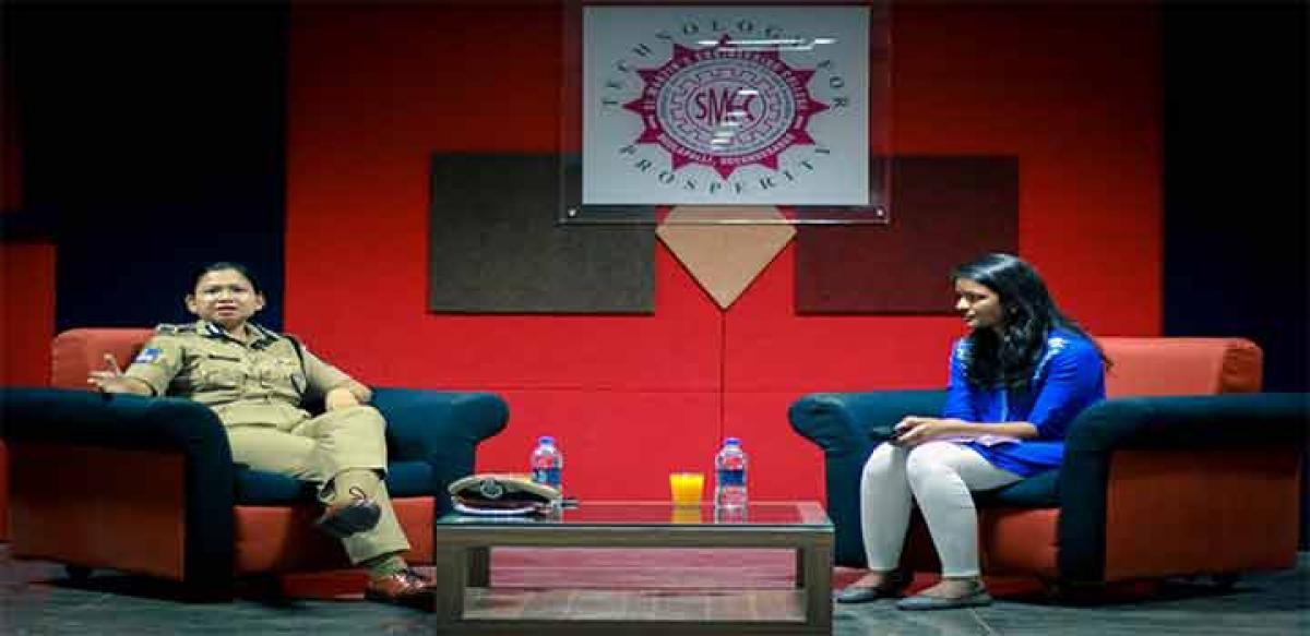 Additional Commissioner of Police Swati Lakra along with College Chairman Marri Laxma Reddy, Placement In charge Girija and students of TAM team