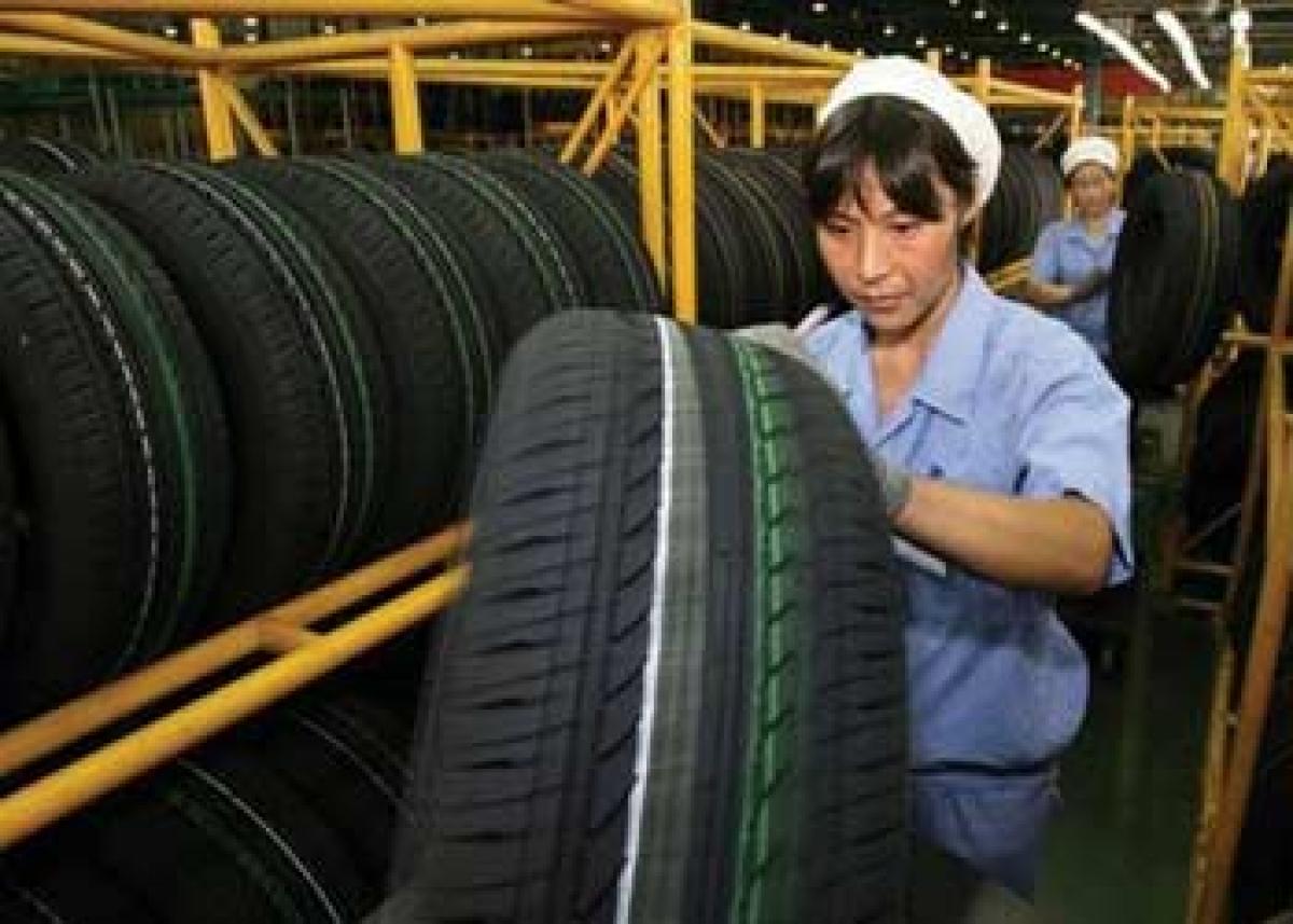 A file photo of a tyre factory in China