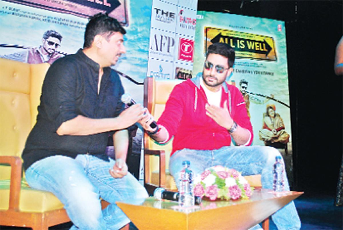 Umesh Shukla and Abhishek Bachchan at The Park Hotel on Friday
