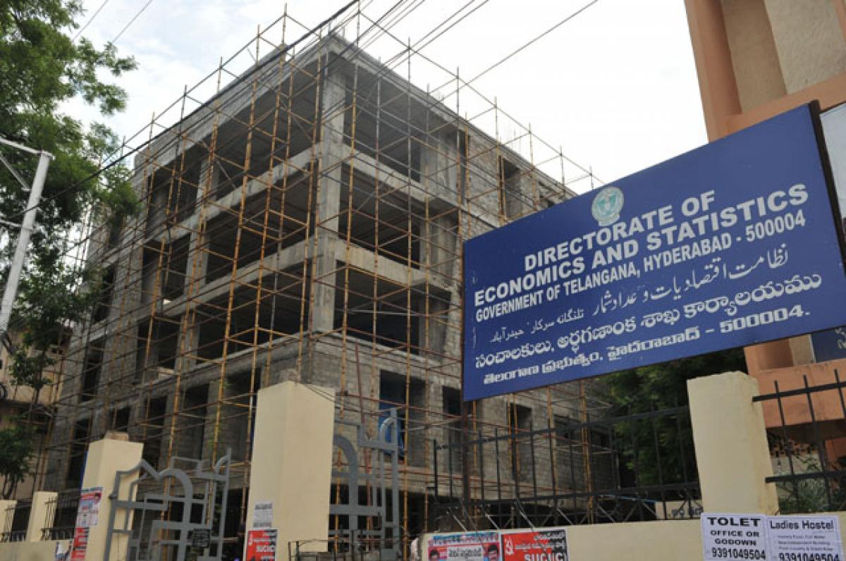 the new building of Economics and Statistics wing at Khairatabad in Hyderabad lying unfinished.