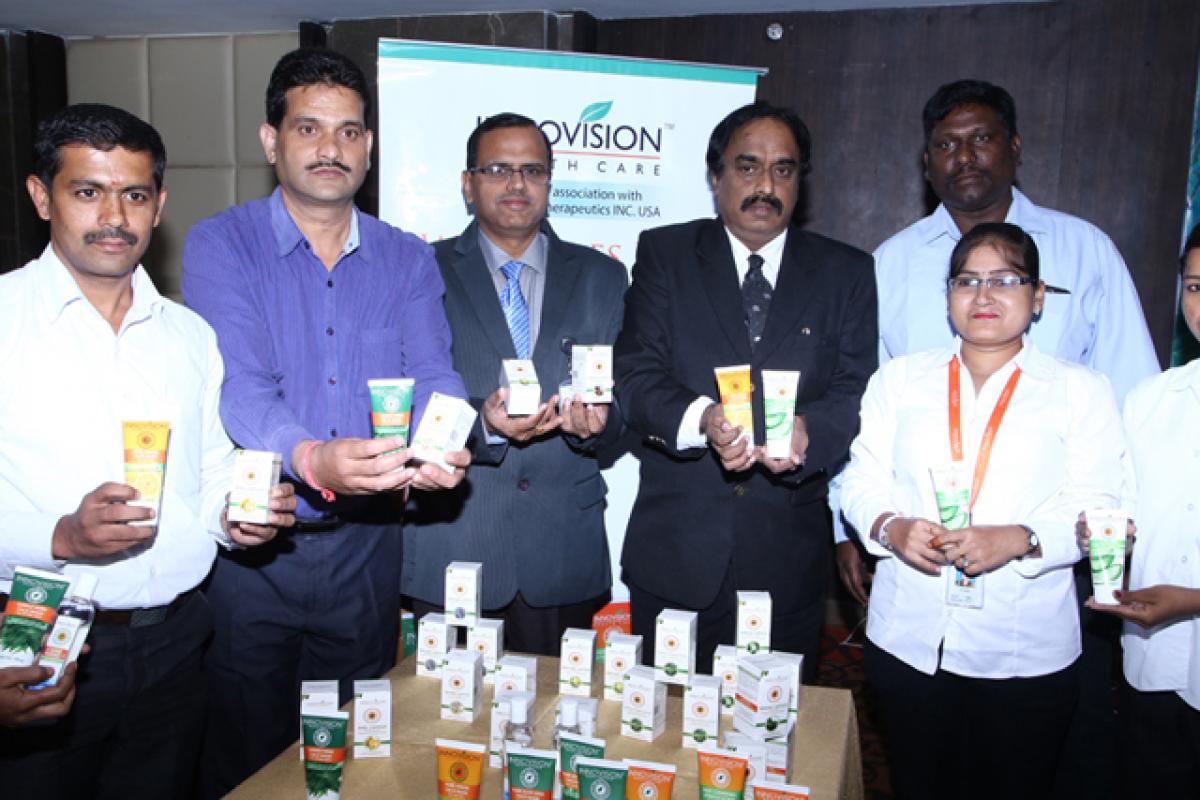 Managing Director of InnoVision Healthcare, Dr Baidyanath Mishra, at the launch of the product range  in the city, on Monday. Photo: Hans 