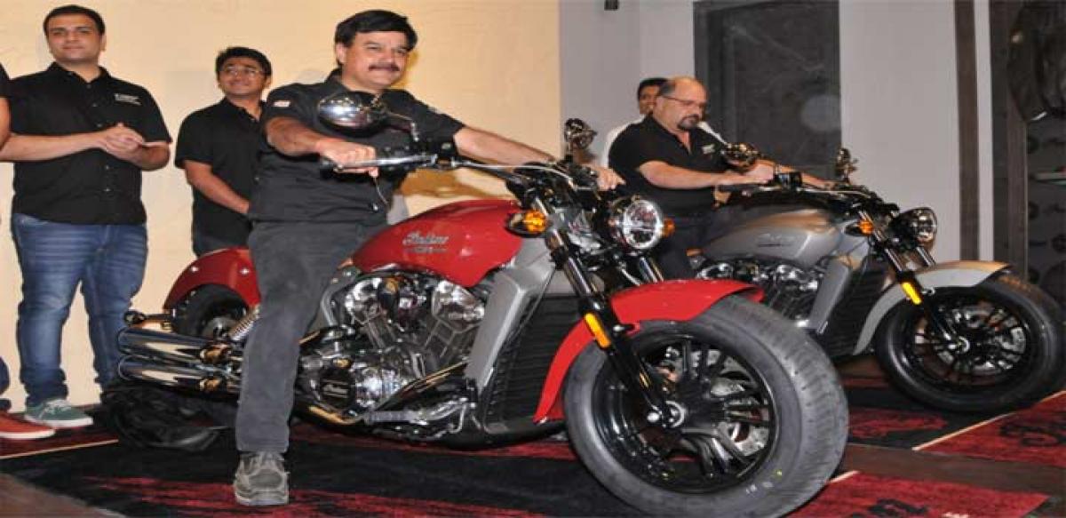 Pankaj Dubey, MD, Polaris India Pvt Ltd, at the opening of Indian Motorcyle showroom in Hyderabad on Friday  
