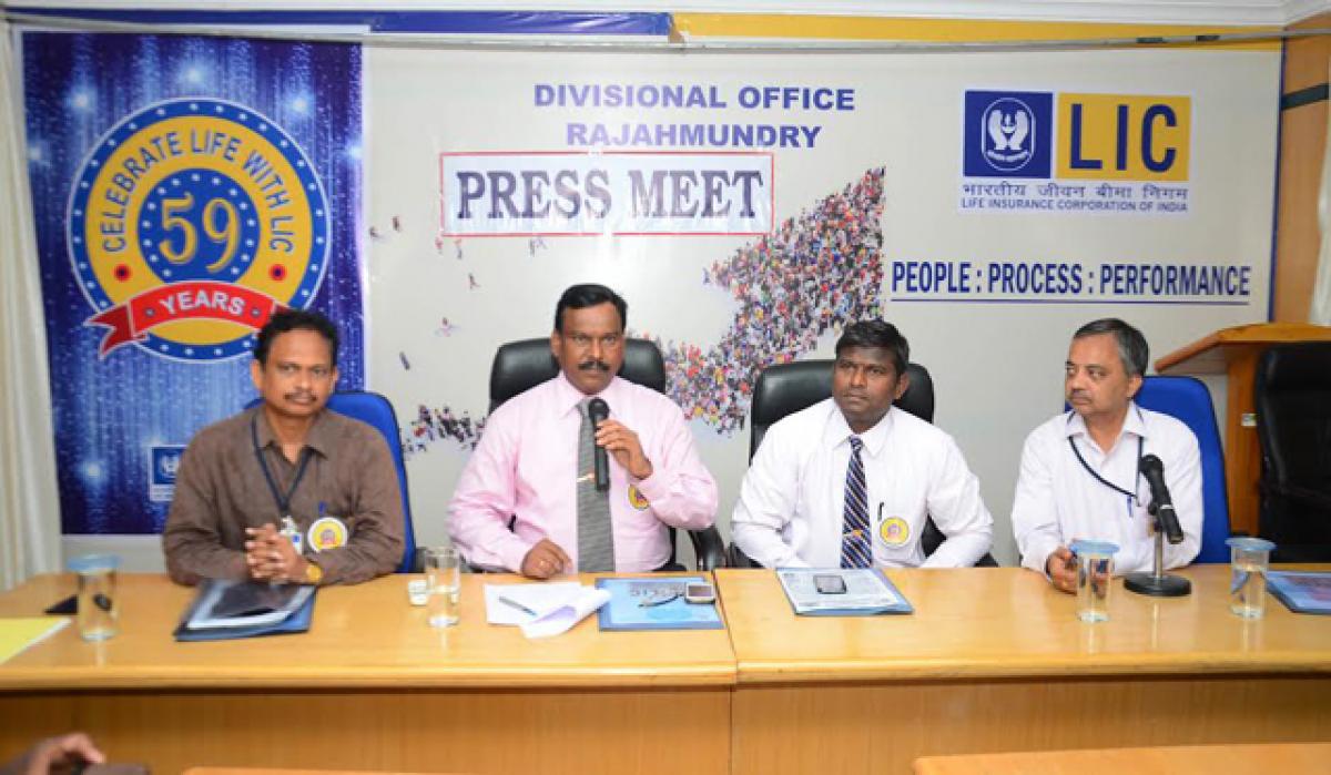 Senior Divisional Manager, Rajahmundry division, J Ranga Rao (second from left) addressing the media in Rajahmundry on Tuesday