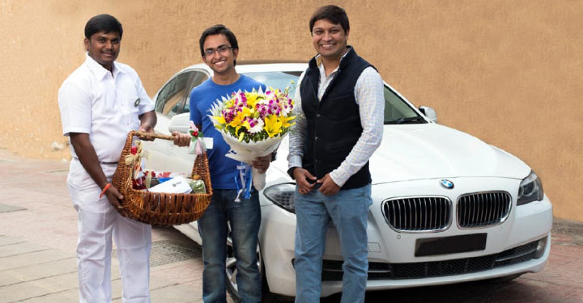  Ola 25 milionth customer- Manish Sigdel (center) being felicitated