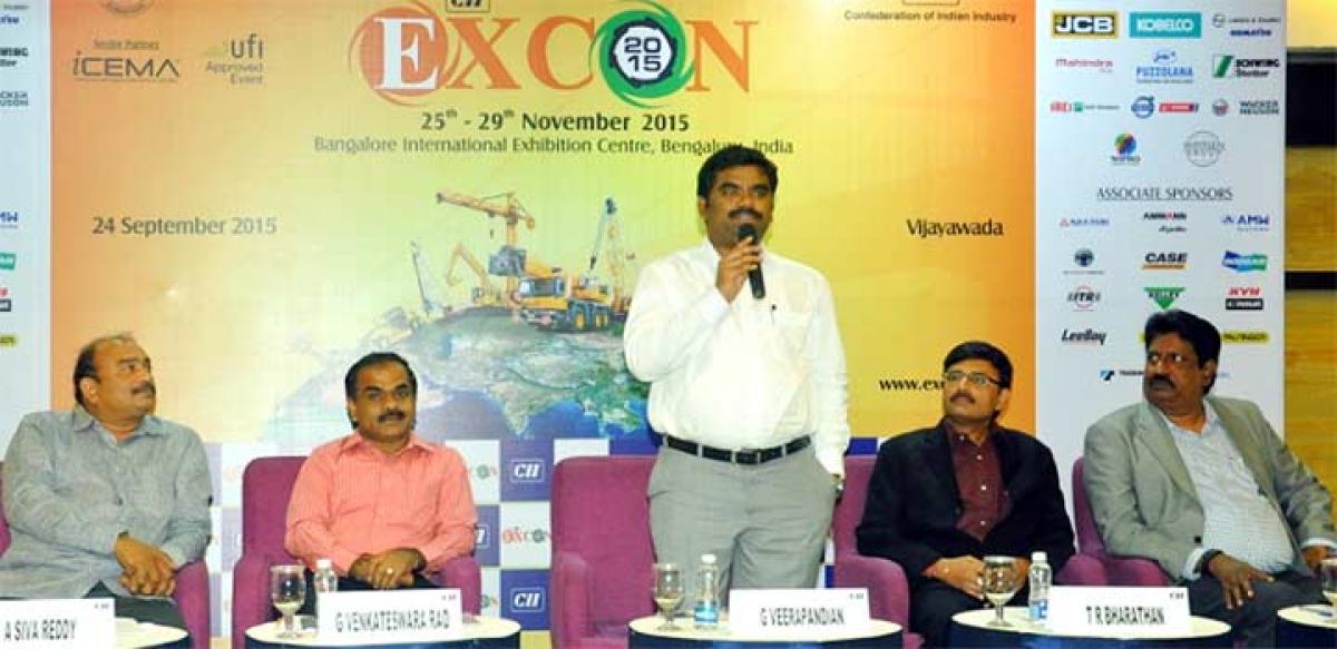 Vijayawada Municipal Commissioner G Veerapandian addressing  EXCON road show organised by CII  in Vijayawada.