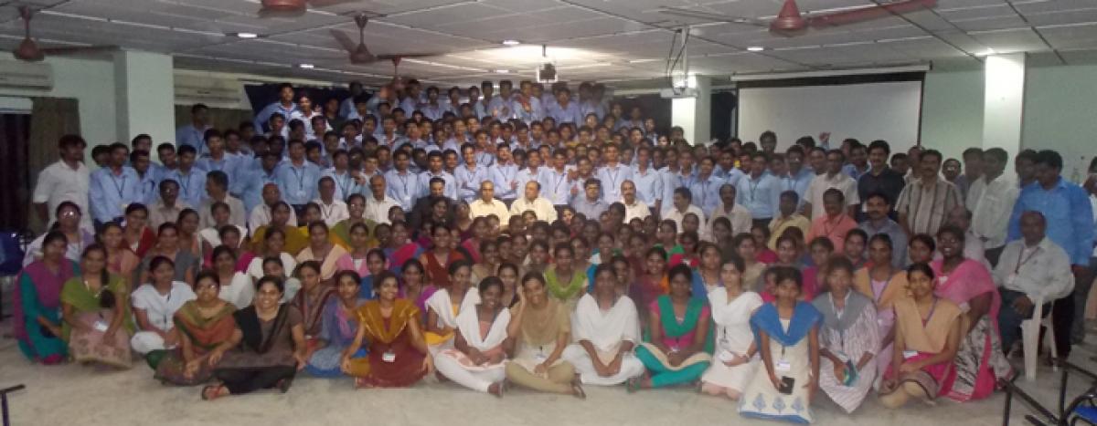 The students selected for TCS at SRKR Engineering College, Bhimavaram in West Godavari District on Monday