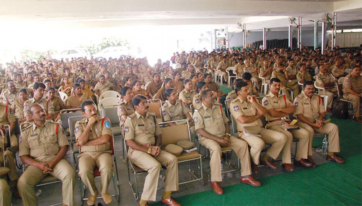 Policemen at the orientation ceremony