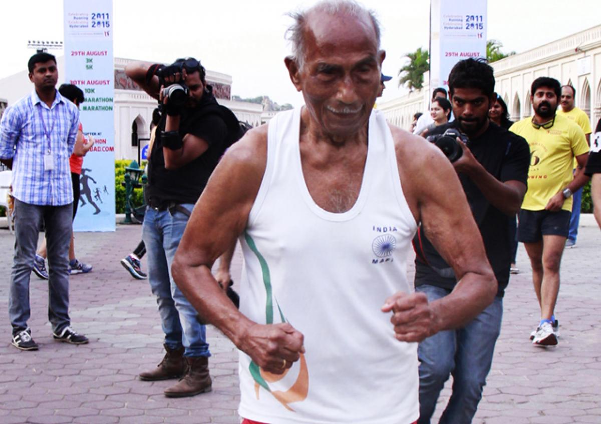 93-year-old Vijay Ramachander Reddy who took part in the run