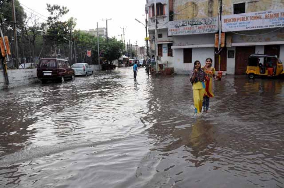 An inundated street in the Old City