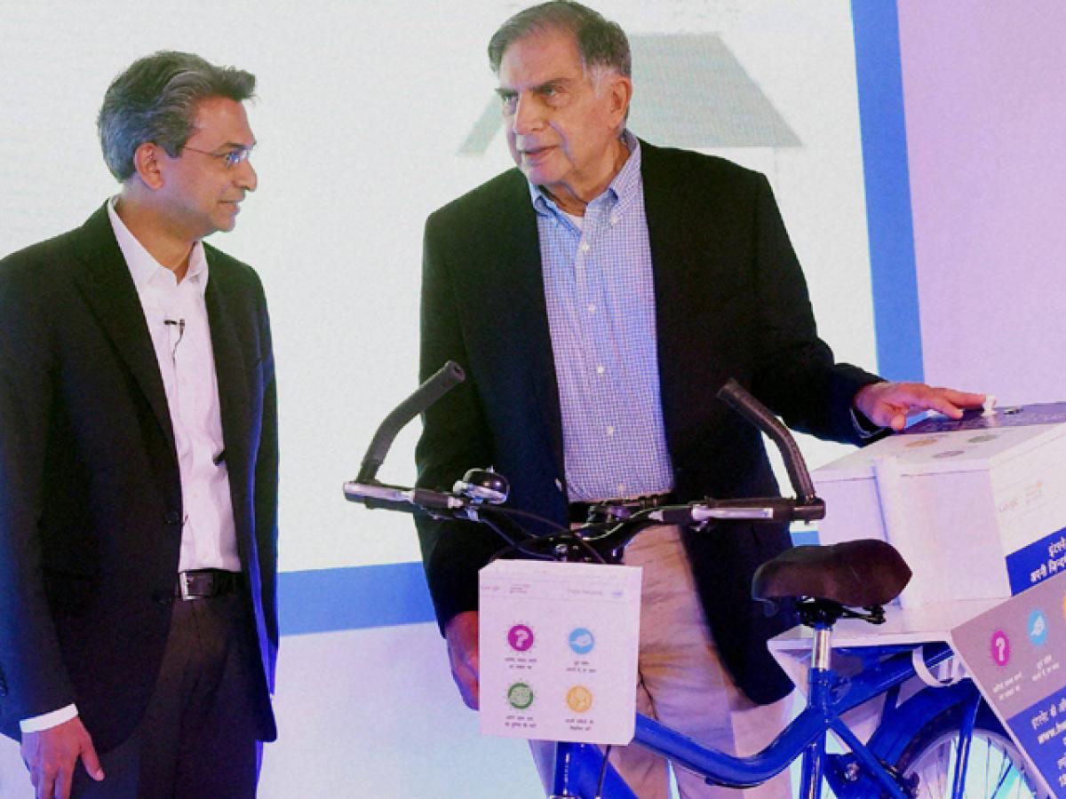 Tata Sons Chairman-emeritus Ratan Tata with Rajan Anandan, MD, south-east Asia and India, Google at the launch of a special programme 