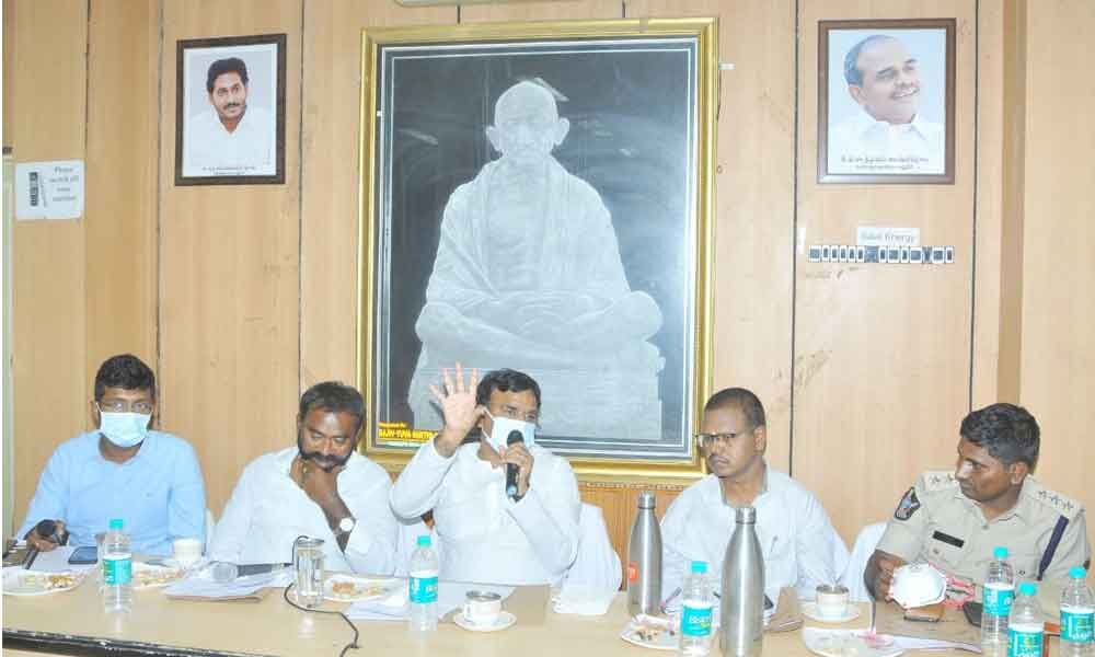Deputy Chief Minister Amzath Basha addressing the Task Force Committee meeting in Kadapa on Monday