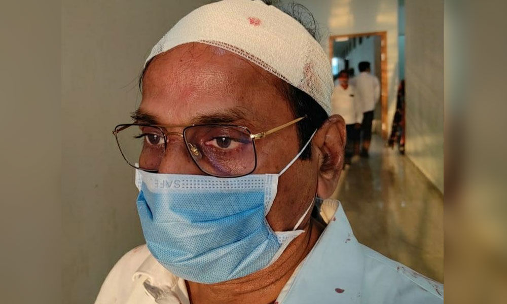 Chalasani Ajay kumar, AP Bar Council member sustained injuries on his head when a plastic chair was hurled at him at the general body meeting of the AP HC Bar Association ont he high court premises on Thursday