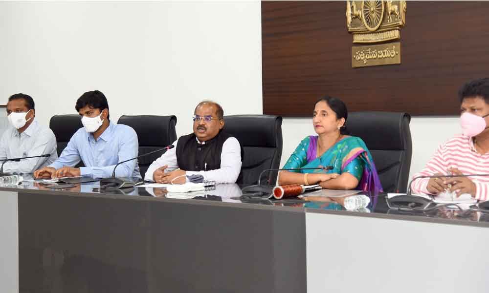 District Collector A Md Imtiaz and other officials addressing the Muslim leaders in Vijayawada on Friday District Collector A Md Imtiaz and other officials addressing the Muslim leaders in Vijayawada on Friday