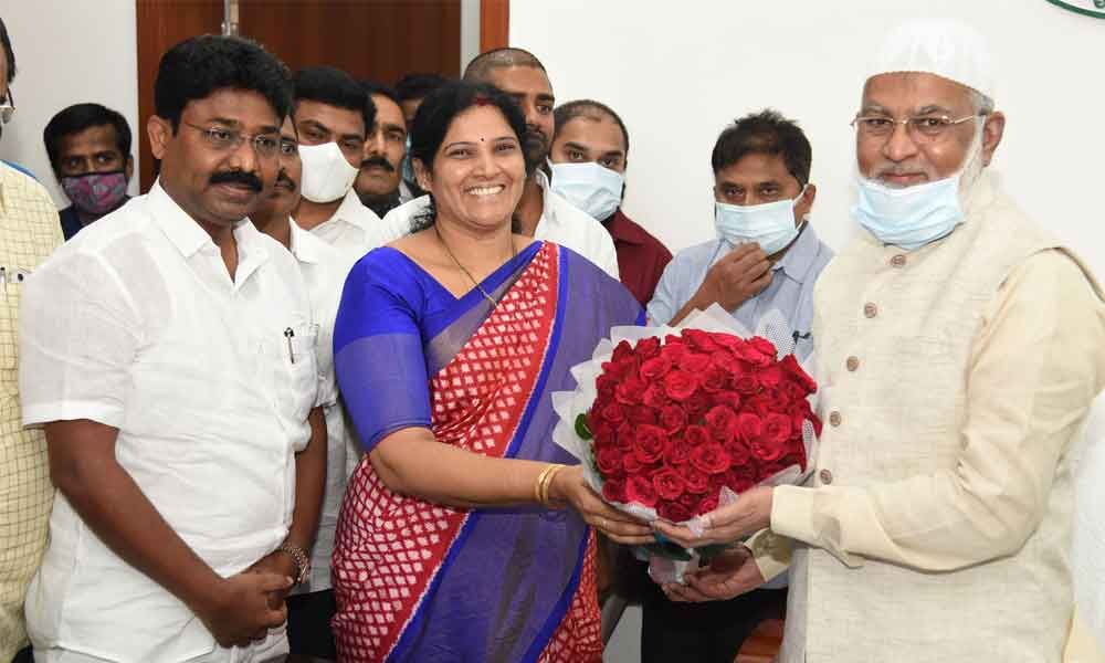 Amaravati: T Kalpalata takes oath as MLC Amaravati: T Kalpalata takes oath as MLC