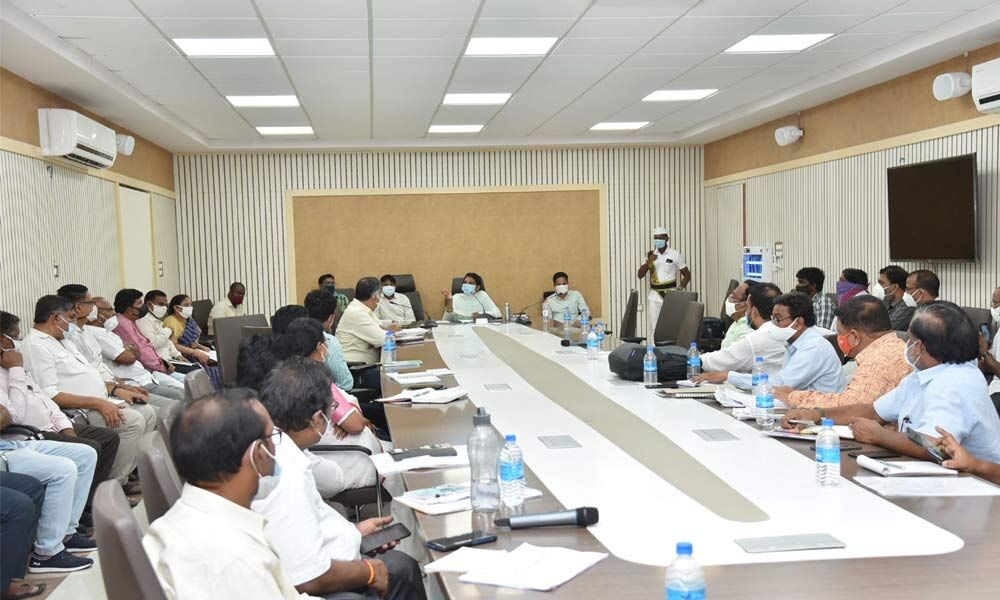 Joint Collector P Prasanti addressing a meeting in Guntur on Tuesday