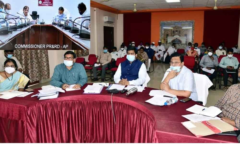 West Godavari District Collector Revu Mutyala Raju participating in the videoconference in Eluru on Monday on conducting ZPTC, MPTC elections