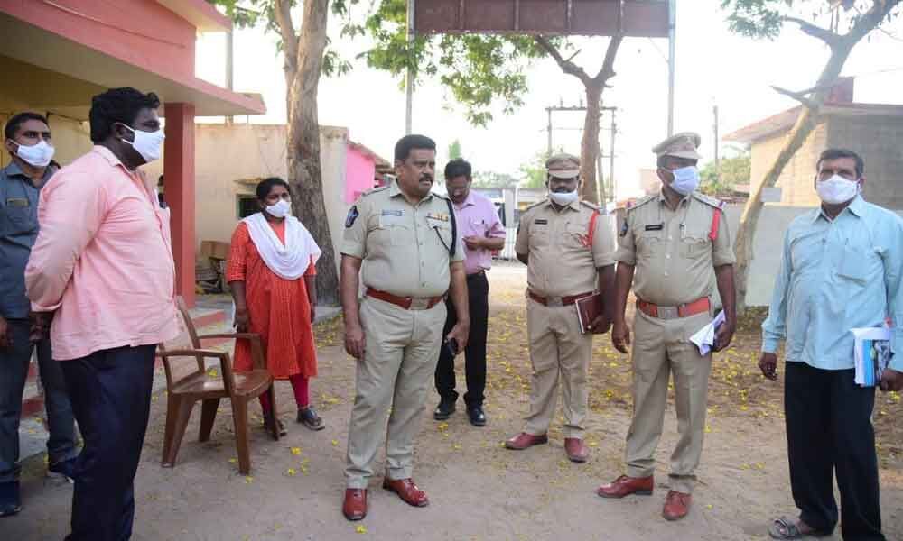 Krishna district Superintendent of Police M Ravindranath Babu inspecting arrangements for the ZPTC and MPTC polls in Guduru mandal on Monday Krishna district Superintendent of Police M Ravindranath Babu inspecting arrangements for the ZPTC and MPTC polls in Guduru mandal on Monday