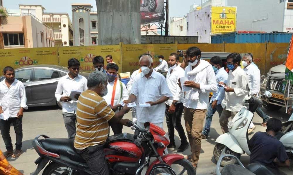 Congress nominee Dr Chinta Mohan campaigning in Tirupati on Thursday