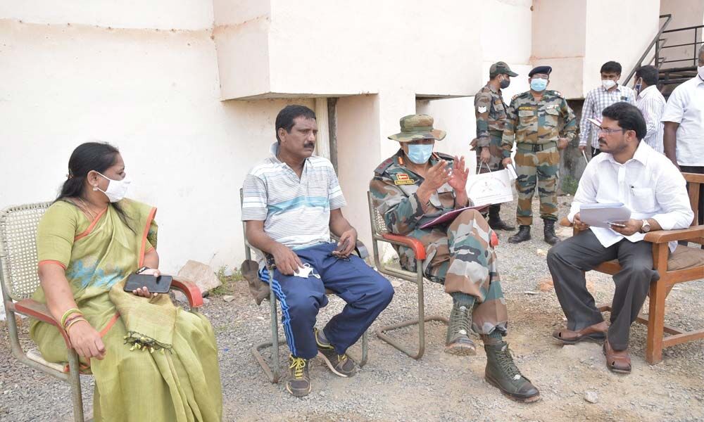 Army Recruitment Office director Col Sherjad Kohli addressing a meeting in Guntur on Tuesday
