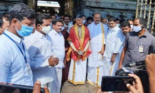 TDP national president Chandrababu Naidu participated in prayer service during the VIP inaugural visit on Thursday morning